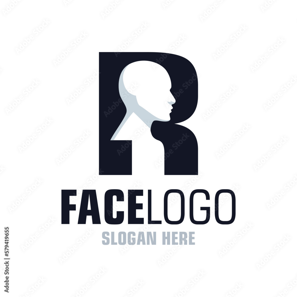 Letter R Face Logo Design Template Inspiration, Vector Illustration.