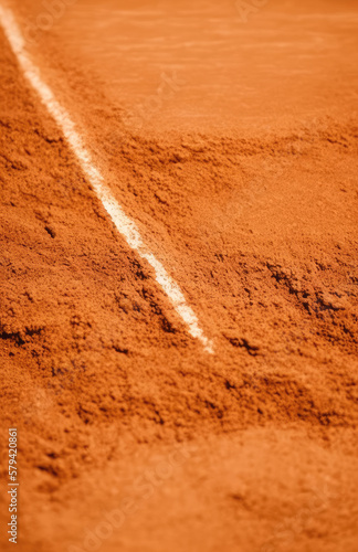 Tennis court in clay, with lines and dirt. Generating with AI