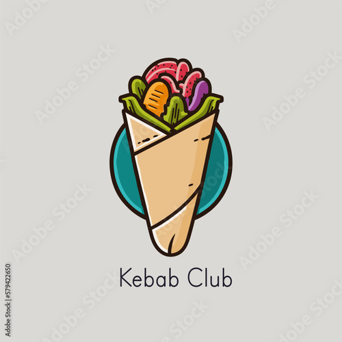 Kebab logo. Vector illustration of a kebab sandwich.