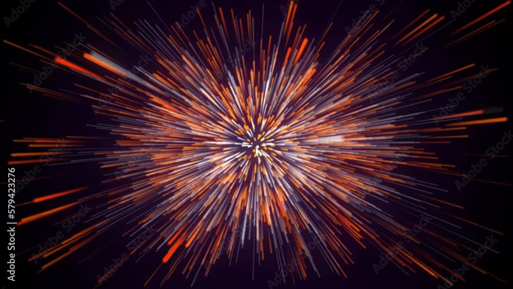 Modern Red Fireworks with neon light style on black background isolated