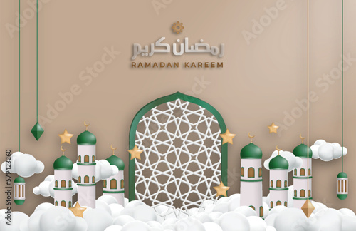 islamic background illustration with 3d ornament islamic vibes