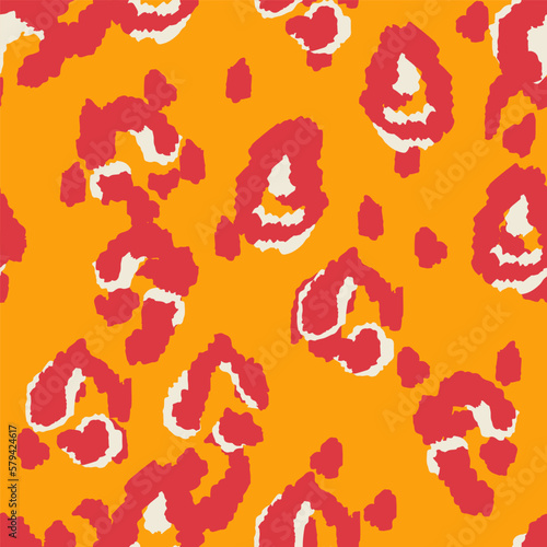 Leopard Drawing Vector Seamless Pattern.