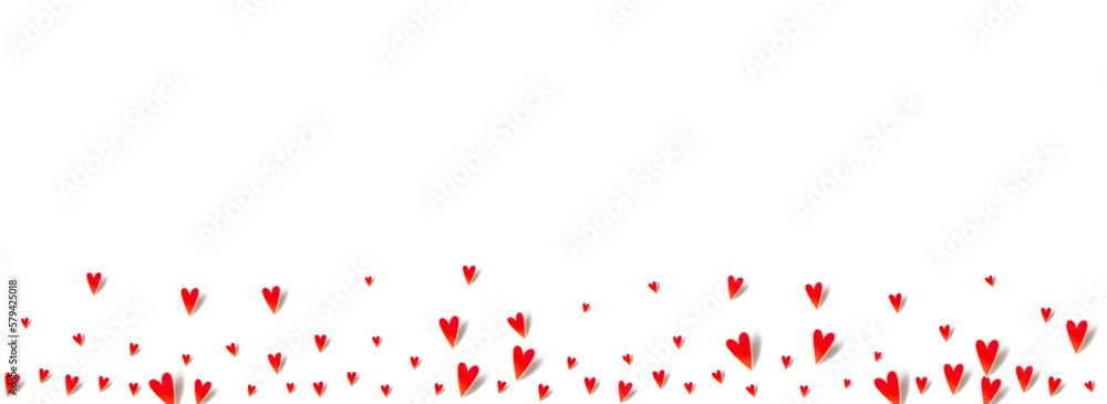 Maroon Color Hearts Vector Panoramic White