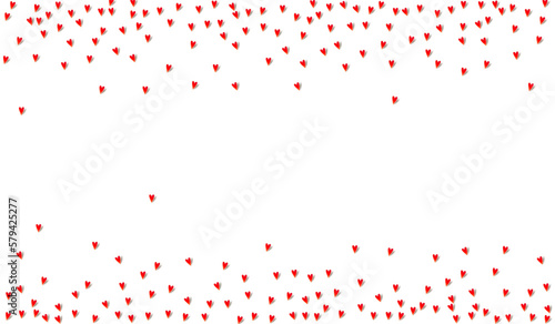 Red Confetti Vector White Backgound. Love Heart