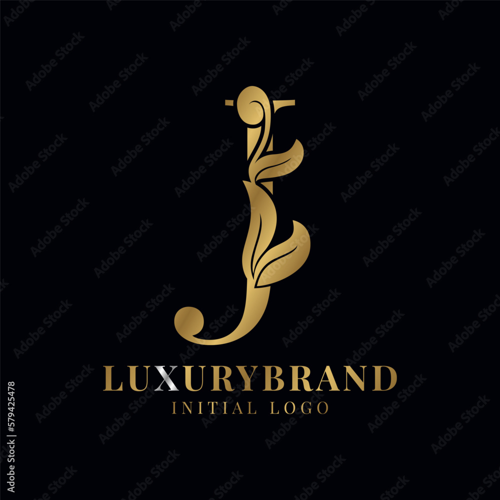 Fototapeta premium elegant letter J floral initial vector logo design element