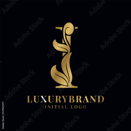 elegant letter I floral initial vector logo design element