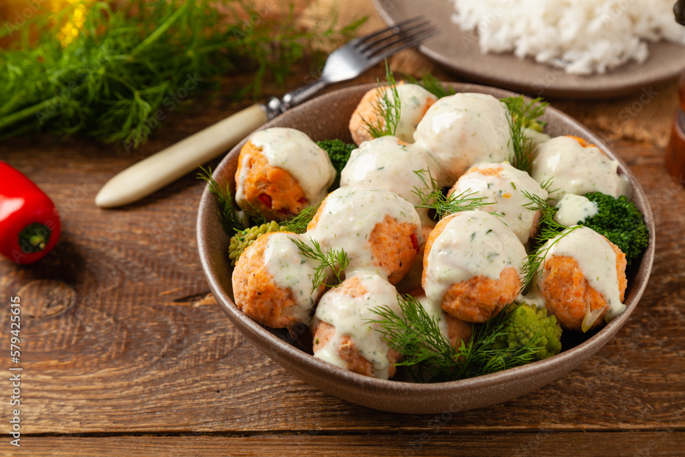Salmon Meatballs with Red Rice. Salmon Meatballs with Red Rice.