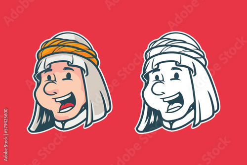 arabian muslim head Character cartoon vector Illustration