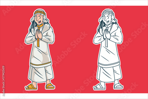 arabian Muslim youth Character cartoon vector Illustration