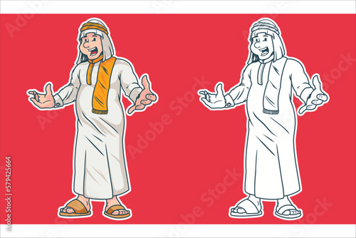 arabian muslim Character cartoon vector Illustration