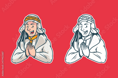 arabian Muslim youth Character cartoon vector Illustration
