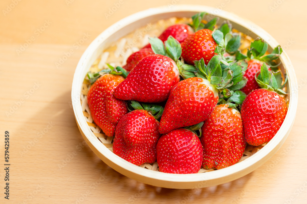 Fresh strawberries arranged on a basket Fresh strawberries arranged on a basket