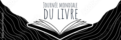 Illustration abstraite en noir et blanc de la Journée mondiale du livre