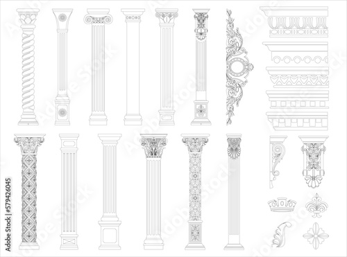 Contouring coloring set of classical columns elements