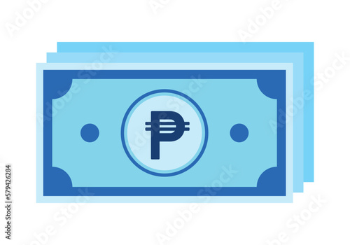 Philippine Pesos Paper Money for Cash Payment Icon Clipart Vector Illustration