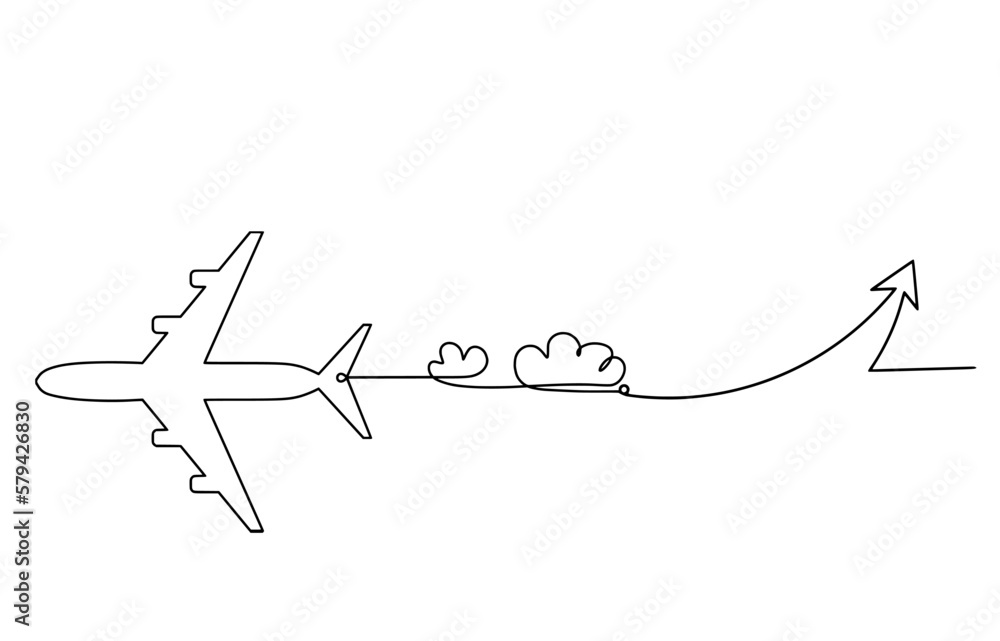 Abstract plane with comment as line drawing on white background Abstract plane with comment as line drawing on white background
