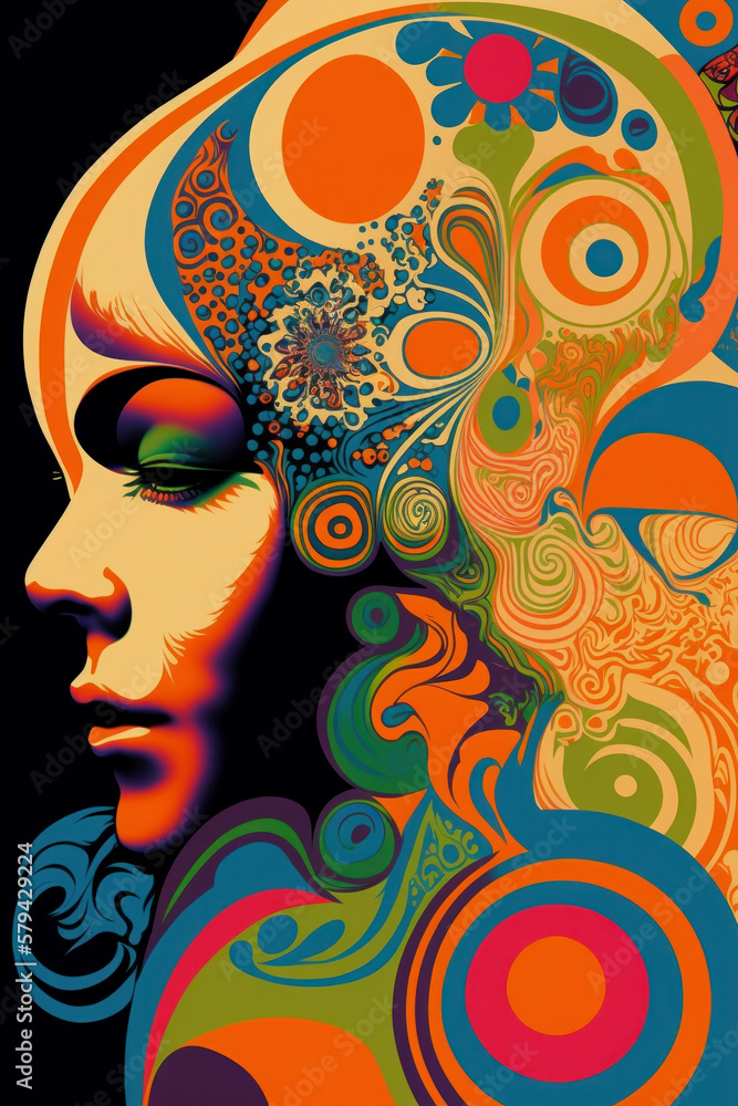 Psychedelic design with a persons face. Generative ai Psychedelic design with a persons face. Generative ai