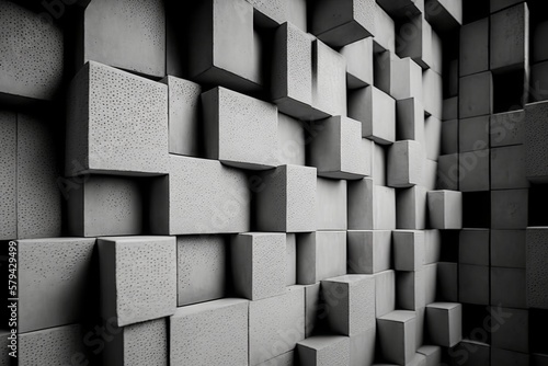 The Beauty of Simplicity: Gray Concrete Block Wall Background - Generative AI