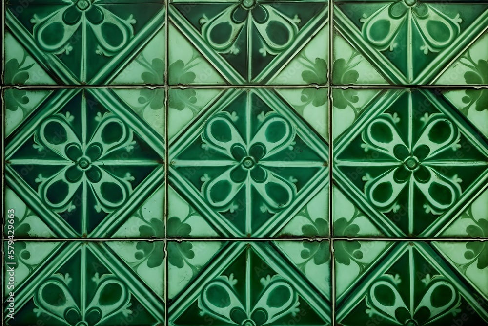 Create a unique and eye-catching look with green ceramic tiles - Generative AI Create a unique and eye-catching look with green ceramic tiles - Generative AI
