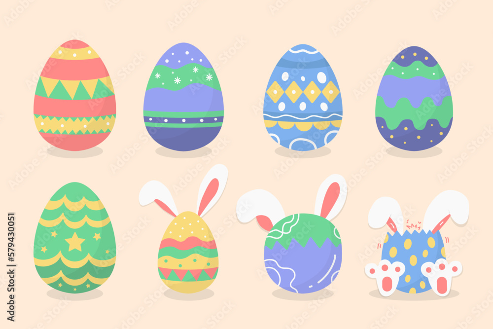Set of Easter eggs with different design. Set of Easter eggs with different design.