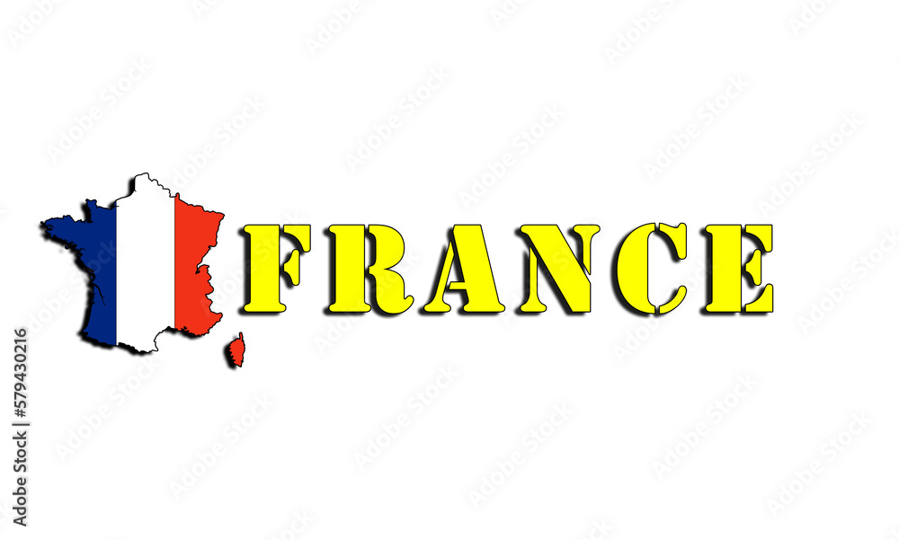 france, the silhouette of france and the tricolor with the very clear writing, logo and symbol of france. In the heart of the European community. france, the silhouette of france and the tricolor with the very clear writing, logo and symbol of france. In the heart of the European community.