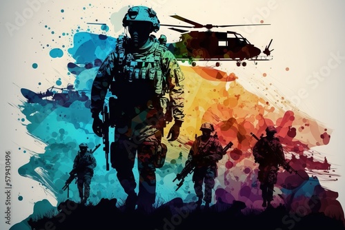 Colorful military gear that catches the eye - Generative AI