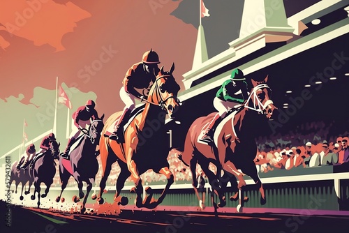illustration of Kentucky derby horse racing