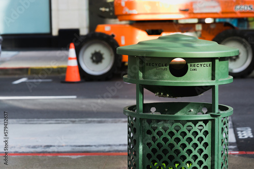 Photography Close-up view of green garbage