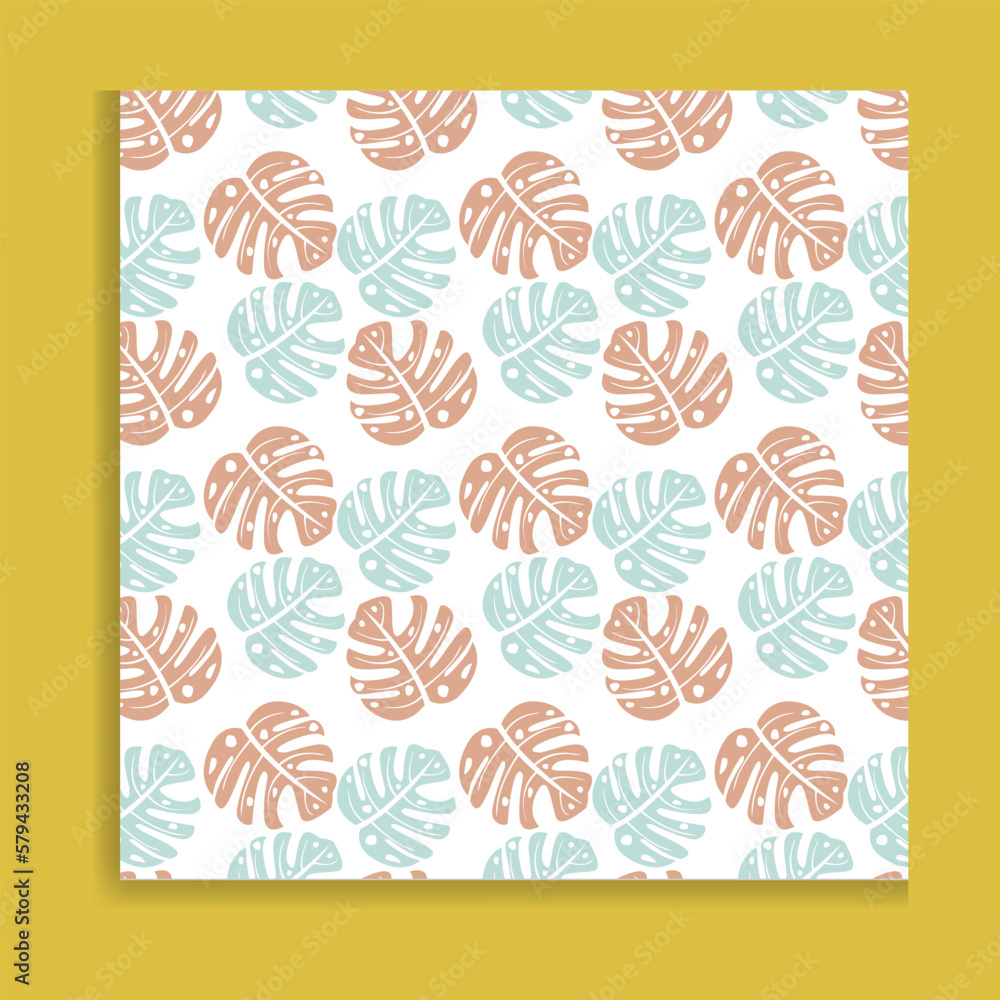 Seamless pattern with green leaves, and tropical leaves on a white background. Vector illustration. Seamless pattern with green leaves, and tropical leaves on a white background. Vector illustration.