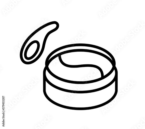 Under-eye gel patches jar line art. Outline of skin care product. Vector illustration. Beauty and cosmetics concept