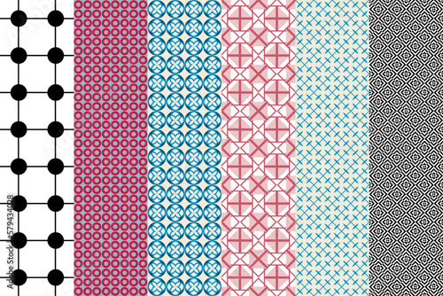 Seamless set of pattern. Ornamental wallpaper. Modern design, digital paper. Vector abstract artwork. 