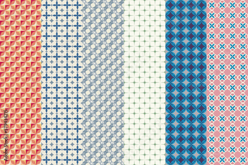 Simple seamless set of pattern, geometric texture, monochrome illustration. Design element for prints.