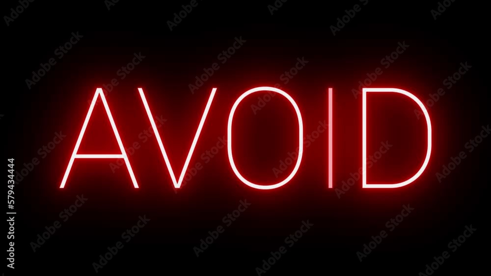 Bright neon glowing red sign illuminated on black background Bright neon glowing red sign illuminated on black background