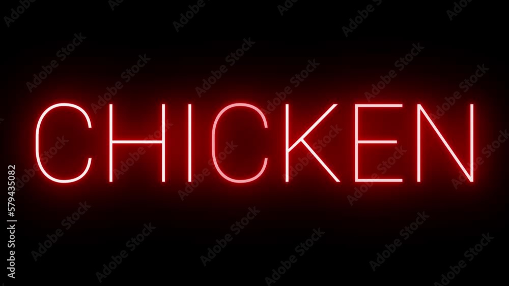 Bright neon glowing red sign illuminated on black background Bright neon glowing red sign illuminated on black background