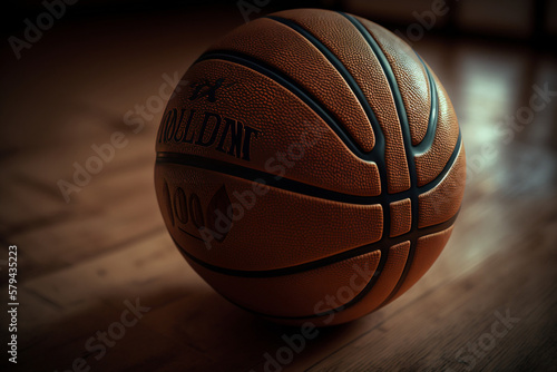 basketball ball on wood generative ai