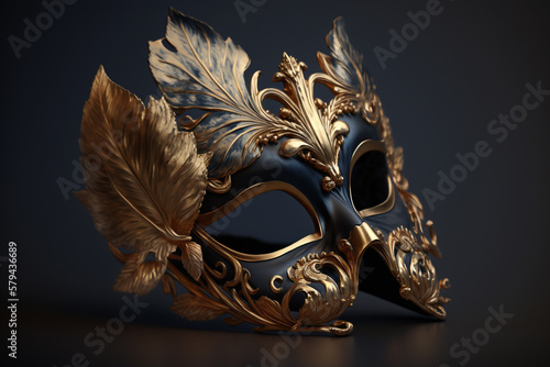 Beautifully Crafted Venetian Mask with extreme details close up. Venetian Festival Mask. Venice traditional mask. Ai generated