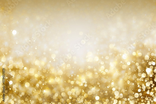 Shimmering Gold. A Festive Background of Golden Sparkles and Bokeh on a white background. Ai generated