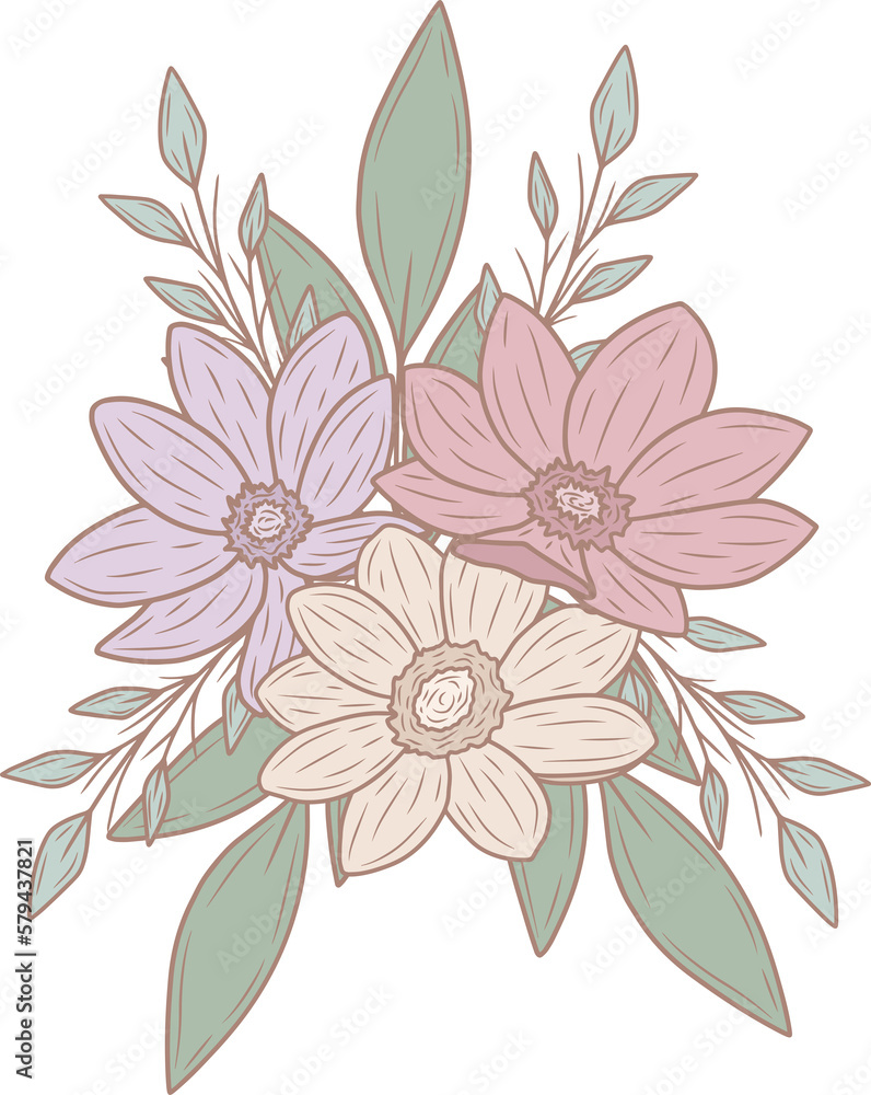 Spring pastel bouquets, png file