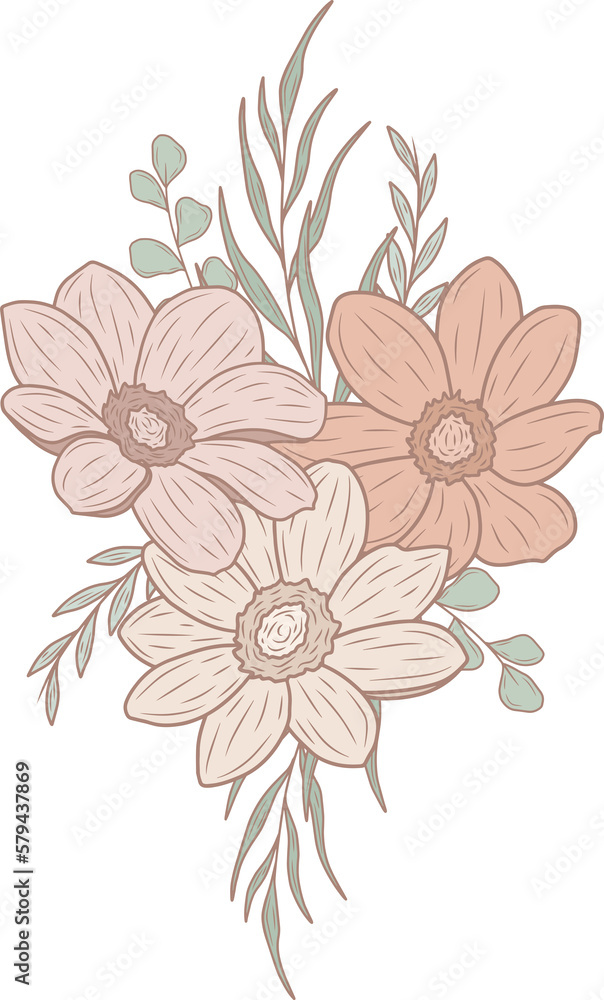 Obraz premium Spring pastel bouquets, png file