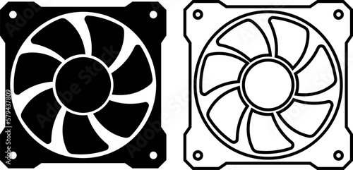 Cooler fan icon. Air ventilation. Computer cooler PC hardware. Modern CPU processor cooler vector illustration.