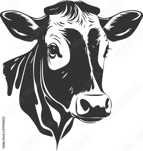 	
Hand draws cow silhouette vector illustration isolated on a white background.