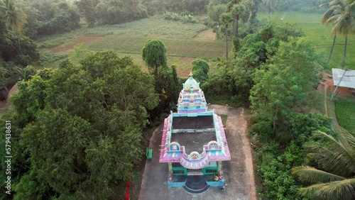 Aerial view of the Hindu temple in the small village of Elluppi in the state of Andhra Pradesh India photo