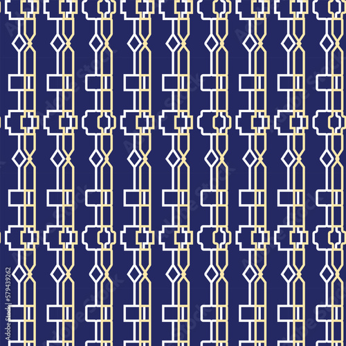 strict art deco lines on dark blue background seamless pattern geometric decorative