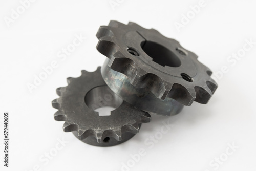 drive sprocket for driving chain on a white background photo
