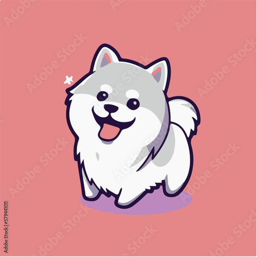 Spitz dog cartoon vector sticker design vector 