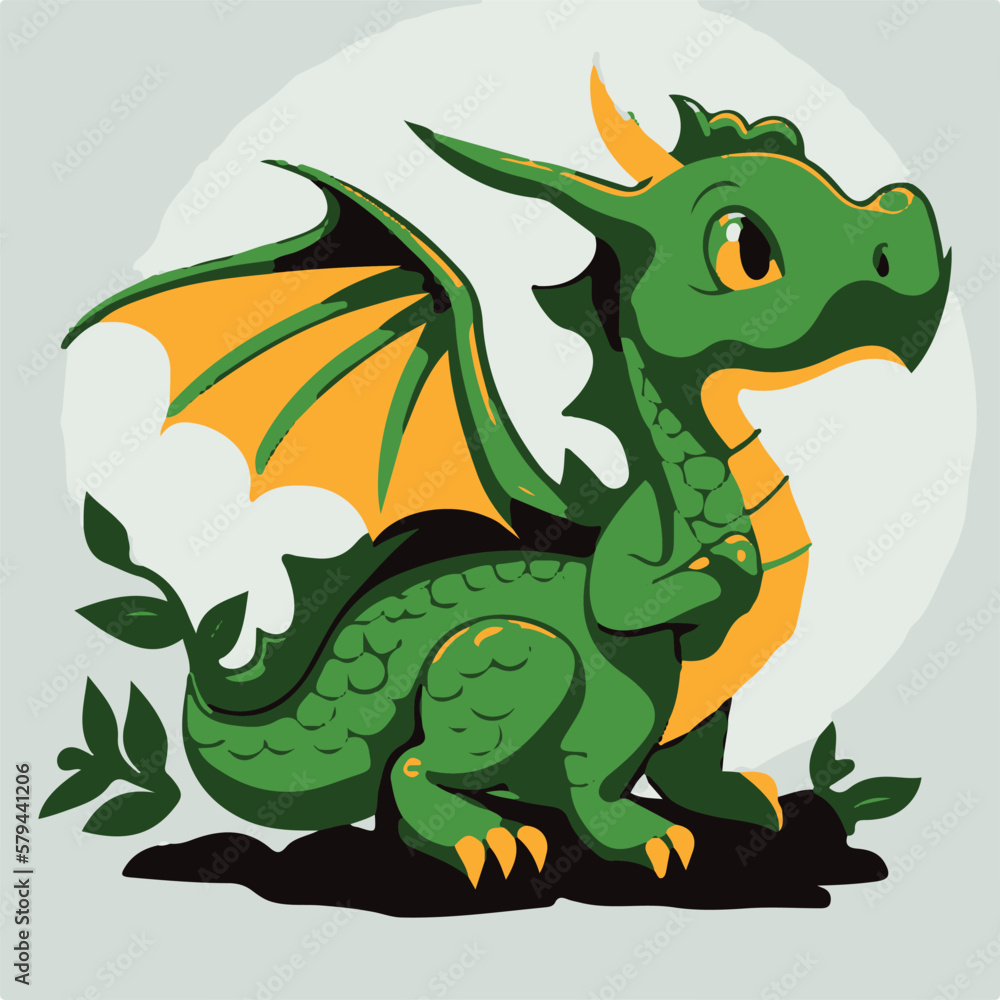 Vector cute green dragon vector illustration Vector cute green dragon vector illustration