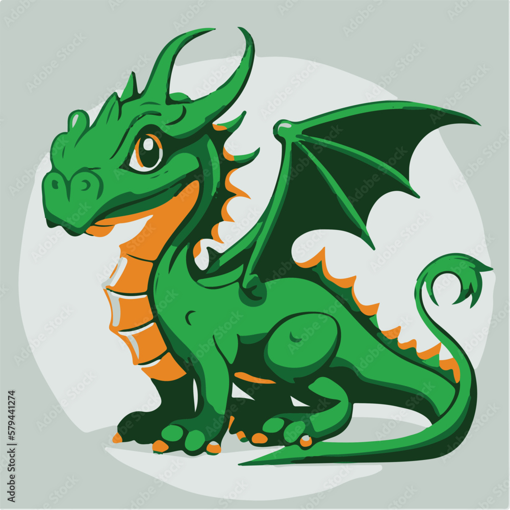 Vector cute green dragon vector illustration Vector cute green dragon vector illustration