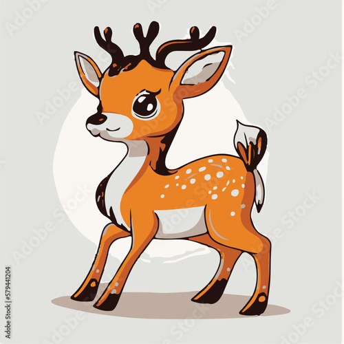 Vector cute deer cartoon on solid background