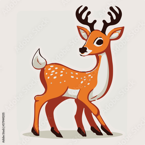 Vector cute deer cartoon on solid background