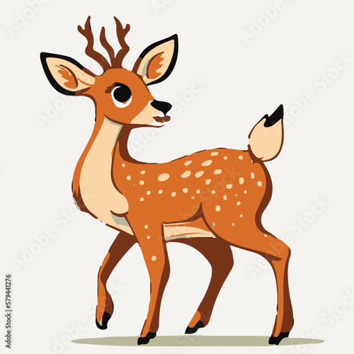 Vector cute deer cartoon on solid background © Gisela